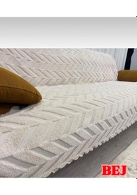 Resim Mza Kaymaz Taban Süngerli Bohem Koltuk Örtüsü 1,kalite Bej 