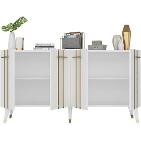 Resim Vienna Dört Kapaklı Altın-Kulp Beyaz Ayaklı Konsol Beyaz-altın 