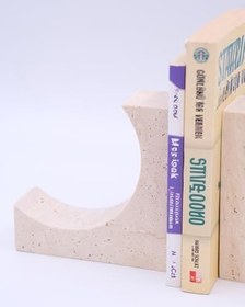 Resim Traverten Hilal Kitap Tutucu 