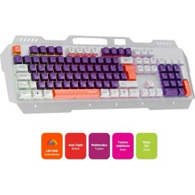 Resim Polosmart PGM36 Kablolu Rgb Aydınlatmalı Gaming Oyuncu Klavye Mor 