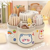 Resim Fochsia 1 Adet Beyaz Döner Masaüstü Organizer, Kalem Makyaj Fırçası Ruj Kaplığı Çok Bölmeli Dayanıklı Pp Beyaz 