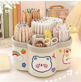 Resim Fochsia 1 Adet Beyaz Döner Masaüstü Organizer, Kalem Makyaj Fırçası Ruj Kaplığı Çok Bölmeli Dayanıklı Pp Beyaz 