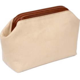 Resim Bahels Kadın Kahve Detaylı Kanvas Clutch Çanta Orta Boy Tekstil Malzeme ile Günlük Kullanım 