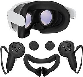 Resim RGEEK Quest 3 için Dört Bir Aksesuarlar, VR Yüz Kapağı VR Denetleyici Sapları Kapağı, VR Joystick Koruyucu Kapak Quest 3 ile Uyumlu 