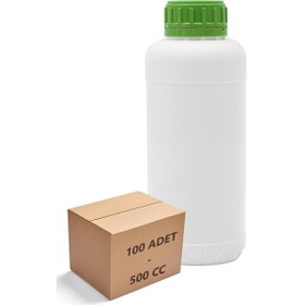 Resim Borox Plastik Yuvarlak Yeşil Kilit Kapaklı Numune Şişe 100 x 500 ML 