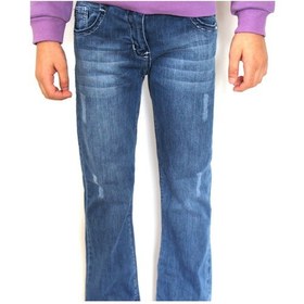 Resim Milenawear By Milena Likralı Yıpratma Ispanyol Paça Jeans Mavi 