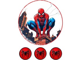 Resim Örümcek Adam Pasta Resmi - Yenilebilir Pasta Üstü Resmi - Yenilebilir Kağıt Pasta Süsü - Model 4 