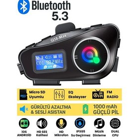 Resim Q58 Max Motosiklet Kask Kulaklık İnterkom Bluetooth Fm Radyo İntercom 