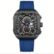 Resim Gaojunshop01 H Erkek Spor Kronograf Saati 3d Kadran 6 Kronometre Fonksiyonu Kuvars Mekanizma Siyah Sarı Diğer 