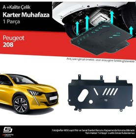 Resim S-dizayn Peugeot 208 Çelik Karter Muhafaza Koruma 2019 Üzeri A+ Kalite 