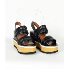 Resim Elisse Shoes Dolgu Topuklu Deri Sandalet 