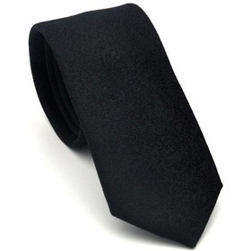 Resim Gaffy Şal Desenli Siyah Dokuma Kumaş Mendilli Slim Fit Kravat // Sdk-2508-1 Siyah 