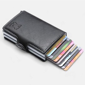 Resim Lederax Çift Mekanizmalı Deri Erkek Kartlık Cüzdan Siyah 