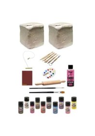 Resim Seramik Hamuru 6x2 Kg Kil Kesme Teli Ebeşuarlı Funny Kıds Akrilik Boya 20ml Vernikahşap,merdane Set 