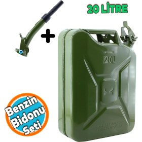 Resim Nzb Metal Benzin Bidonu 20 Litre Akaryakıt Mazot Sıvı Taşıma Doldurma Depolama Bidonu + Aktarma Borusu 