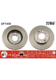 Resim Honda Civic 5 Fren Diski On 1993-1995 Trw Df1436 2adettir 