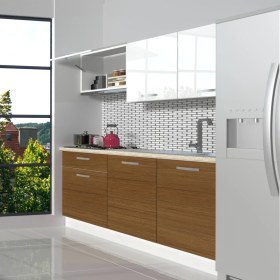 Resim Decoraktiv Naturel 160 MDF Hazır Mutfak Dolabı - Tezgah Dahil - Ceviz - Beyaz 
