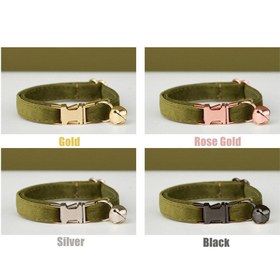 Resim Cat Collar Velvet Named Bell Cat Collar 649724 - Avocado Leash / L 