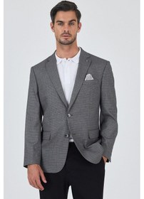 Resim İmza Füme Mono Yaka Bez Ayağı Tam Astar Esnek 4 Drop Comfort Fit Classic Ceket 1002250156 Füme 