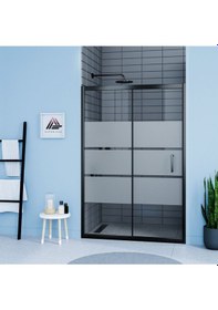 Resim Vesta D200 İki Duvar Arası 1 Sabit 1 Sürgü Duşakabin Siyah Profil Kumlu Cam H: 190 Cm Diğer 