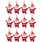 Resim Kırmızı Noel Baba Yılbaşı Çam Ağacı Süsü 12'li 1 Set 