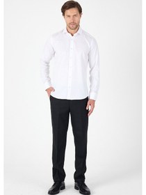 Resim İmza Beyaz Uzun Kol Yarım İtalyan Yaka Cepsiz Non Iron Slim Fit Pamuklu Gömlek 1004250267 Beyaz 