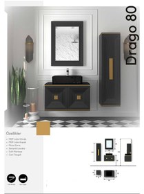 Resim Evros Drago Banyo Dolabı 80 Cm Siyah 