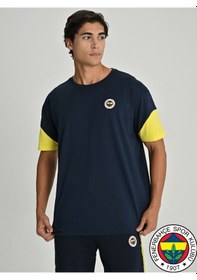 Resim Fenerbahçe S.k. 25/26 Sezon Tribün Mesh Baskılı Oversize Fit Tişört Tribün Forması Lacivert 