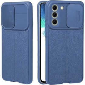 Resim Teleplus Samsung Galaxy S22 Plus Lensi Kamera Korumalı Deri Dokulu Silikon Lacivert Kılıf 