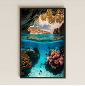 Resim Yüzey Ve Su Altı Manzaralı Tropik Pleksi Tablo 