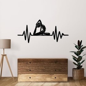 Resim Yoga Kalp Atışı Metal Duvar Sanatı, Zen Meditasyon Dekoru, Manevi Ev Vurgusu, Siyah Çelik, 3D Yüzen Tasarım (siyah, 19,7 "x9,1"/50x23, renk/boyut) 