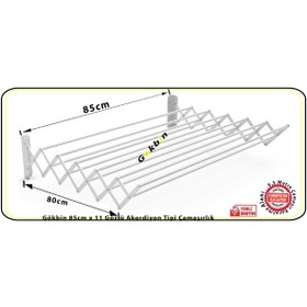 Resim Gökbin Akordiyon Tipi Çamaşır Kurutma Askısı 85cmx11 Gözlü Paslanmaz Alüminyum Yeni Ürün Trend 