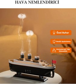 Resim Wair Teknoloji Buharlı Gemi Nemlendirici Hava Nemlendirici Buhar Makinesi Aromaterapi Difüzörü - Led Işıklı 