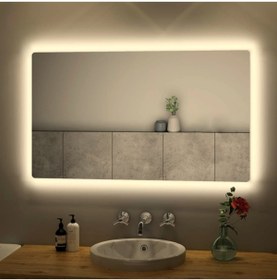 Resim NUUN DEKOR 90x70 Cm Günışığı Ledli Banyo Lavabo Ofis Makyaj Kuaför Aynası Prizli. 