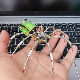 Resim 1 adet Steampunk Mekanik Örümcek - 3D Metal Model Seti, Hobiler için Yaratıcı DIY El Sanatları, Eşsiz Masa Dekoru, Halloween & Noel için Mükemmel Hediye, Çimen Yeşili/Altın 