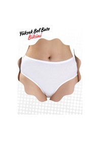 Resim Yüksek Bel Bato Tarzında Bikini 3 Lü Adet Ekonomik Set Ultra Kalitededir Beyaz 