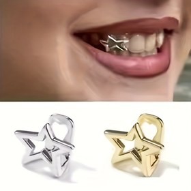 Resim Hip-Hop Hollow Star Diş Aksesuarları Diş Girllz Unisex Tatil Parti Hediyesi 
