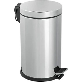 Resim Efor Paslanmaz 430 Krom Metal İç Kovalı Pedallı Ofis Banyo Mutfak Çöp Kutusu Kovası - 5 Litre Krom 