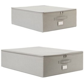 Resim Ocean Home Textile 2'li Gri Balıksırtı Destekli Hurç Set 45 x 55 x 18 + 55 x 70 x 18 cm 