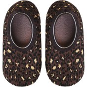 Resim UNLIMITED LEGWEAR Kahverengi Leopar Desenli Altı Kaymaz Çocuk Ev Patiği 