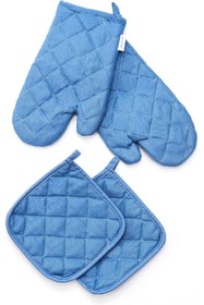 Resim STOREMAX Mavi Kapitone Fırın Eldiveni Ve Tutacak Seti 1153473 