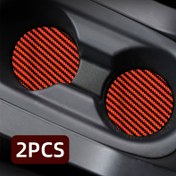 Resim 2 adet Araba Bardak Tutucu Altlığı, Kristal Karbon Fiber Tasarım Kaymaz Tabanlı, Kırmızı 3D Spor Görünüm, BMW X1, X3, X5, X6, X4, M Serisi için, TOYOTA, VOLKSWAGEN, HONDA, HYUNDAI için, Araba İç Aksesuarı | Şık Bardak Tutucular | Şık Görünüm 
