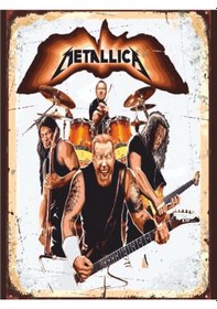 Resim Metallica Grup Görselli Ahşap Retro Heavy Metal Poster Tablo 