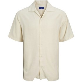 Resim Jack Jones Erkek Kısa Kollu Viskon Gömlek 12271115 Bej 