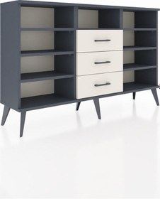 Resim Arges Konsol 7 Raflı 3 Çekmeceli 132x30x83 Antrasit-antrasit/aytaşı Antrasit/aytaşı 