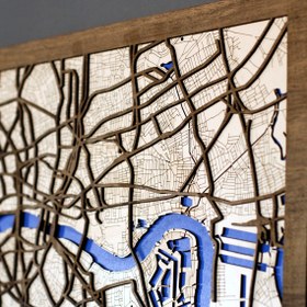 Resim Çok Katmanlı Londra Şehir Haritası Ahşap Duvar Dekoru - 60x42cm 