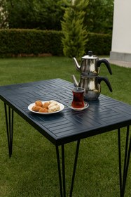 Resim MİRRORSS Ahşap Siyah renk Balkon Bahçe Masası Çay Kahve Mutfak Yemek masası 120 X 60 cm , yükseklik 73 cm 