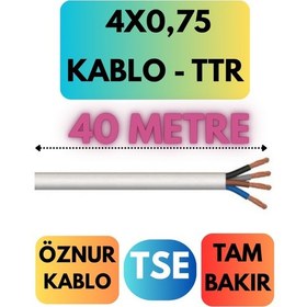 Resim Öznur 4x0,75 Ttr Kablo Metre Seçenekli Beyaz - 40 Metre 
