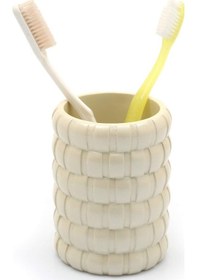 Resim Diş Fırçalık Örgü Krem Model Poliresin Siyah 