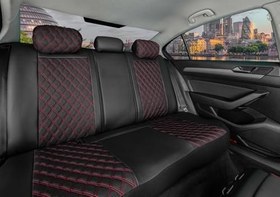 Resim Fresh Start Hyundai Accent Era Uyumlu Yarı Deri Oto Koltuk Kılıfı Ön Arka Takım Siyah Kırmızı 